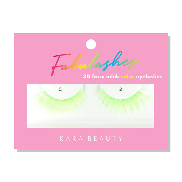 KARA BEAUTY Style C2 GREEN - FABULASHES 3D Faux Mink Color Lashes