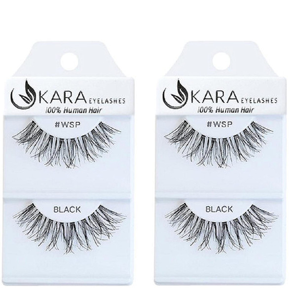 Kara Beauty Multipack Eyelashes 100% Human Hair Eyelashes Natural Look False Lashes Wispies- WSP (2PACK)