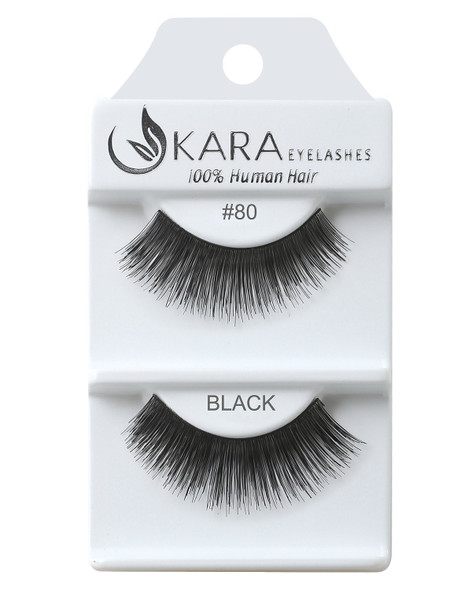 Kara Beauty Human Hair Eyelashes - 80 (Pack of 12)