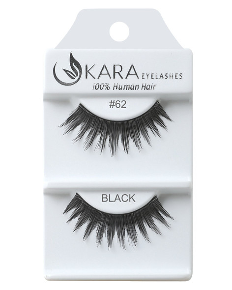 Kara Beauty Human Hair Eyelashes - 62 (Pack of 12)