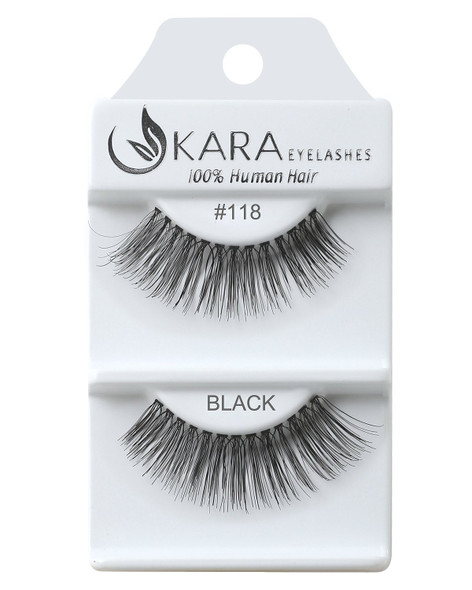 Kara Beauty Human Hair Eyelashes - 118 (Pack of 12)