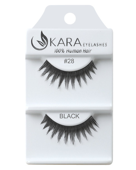 Kara Beauty Human Hair Eyelashes - 28 (Pack of 12)