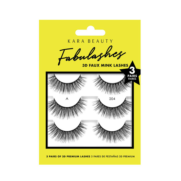 KARA BEAUTY Style KA3204 FABULASHES 3D Faux Mink Lashes 3 PAIRS