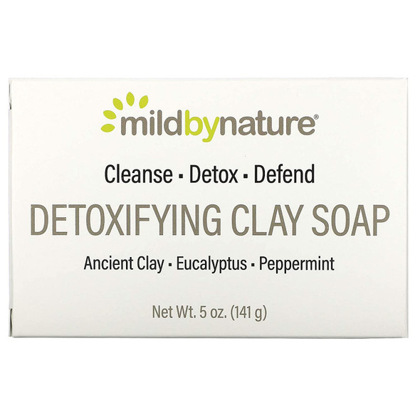 MILD BY NATURE Detoxifying Clay, Bar Soap, Eucalyptus & Peppermint, with Ancient Clay, 5 oz (141 g)