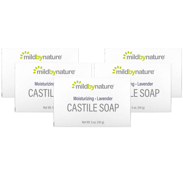 Mild By Nature Castile Bar Soap, Lavender, 5 oz (141 g), 5 Pack