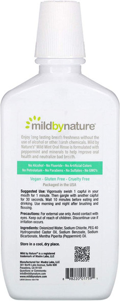 Mild Mint Fresh Breath Oral Rinse, Peppermint, Minerals, Castor Oil, Alcohol-Free, Mild Mint Flavor, 16 fl oz (473 ml)