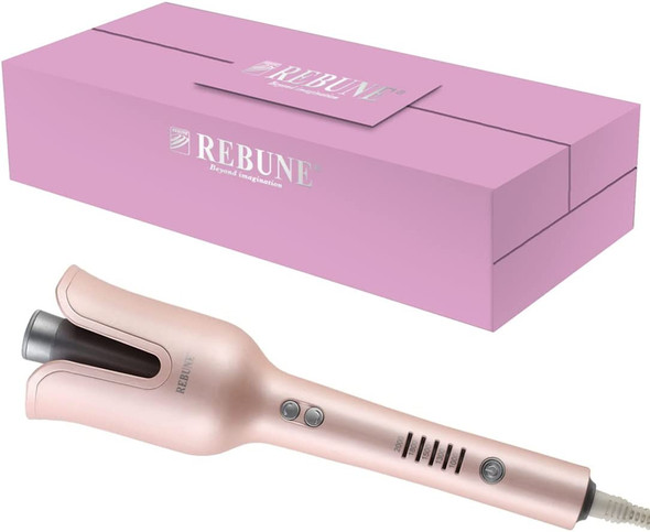 REBUNE Pink RE-2082 Auto Hair Curler Anti-Tangle Dual Voltage Rotating Curling Wand With 5 Temperature Gears