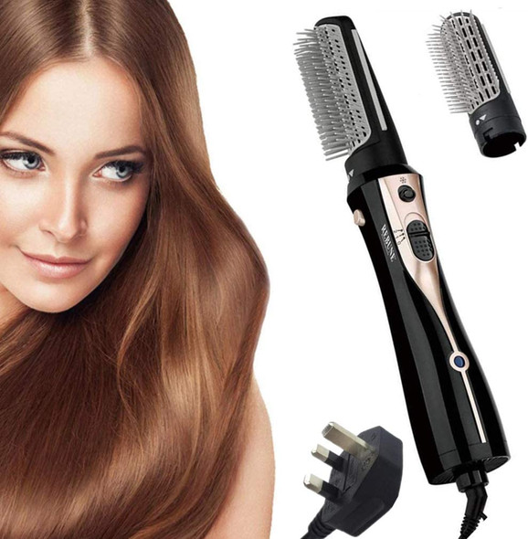 REBUNE RE-2078-2 1200W Hair Dryer Brush 3 In 1 Hot Air Styler Straightening & Curling Fast Heating (3s) Hair Styler with 2 Brushes