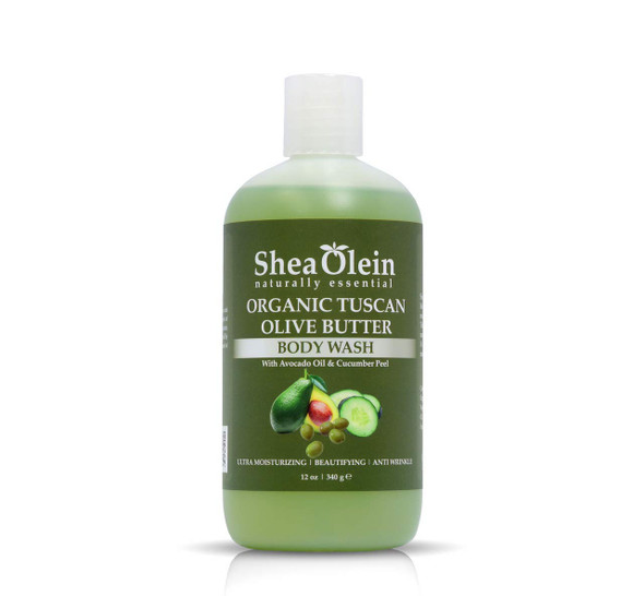 Shea Olein Organic Bath Body Wash Shower Gels (Tuscan Olive Butter Body Wash W/ Avocado Oil & Cucumber Peel, 12oz)