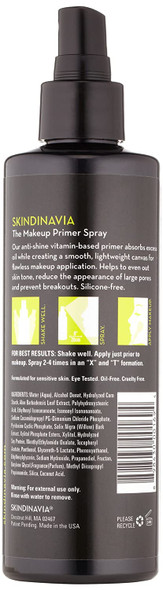 Skindinavia Makeup Primer Spray Oil Control, 8 oz, 236 ml - Matte Beauty Control Pore-Minimizing Shine Paraben-Free Silicone-Free Cruelty-Free Extreme Longwear Long-lasting Make Up