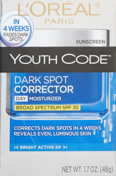 L'Oreal Paris Youth Code Dark Spot Corrector Facial Day Cream SPF 30, 1.7 Ounce