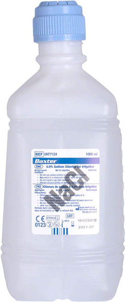 Baxter NaCl 0.9% Sodium Chloride (Saline) for Irrigation, 1 Litre (1000ml), Pack of 6 Bottles