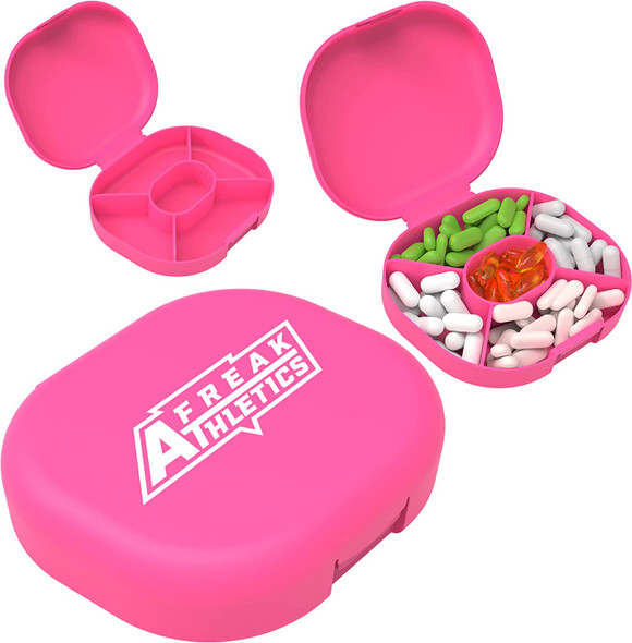 Pill Box - Pill Organiser - Travel Pill Case Pill Holder for Purse, Compact Medicine Container, Portable Vitamin Case (Pink)