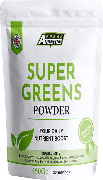 Super Greens Powder by Freak Athletics - UK Made - Amazing Value - Your Daily Nutrient Boost