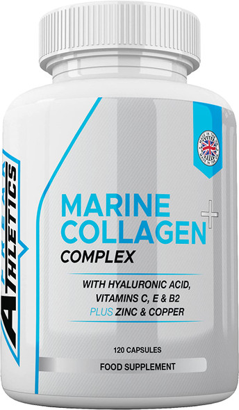 Marine Collagen 1000mg - Type 1 Hydrolysed Collagen - Enhanced with Hyaluronic Acid, Vitamin C, Vitamin E, Vitamin B2, Zinc and Copper