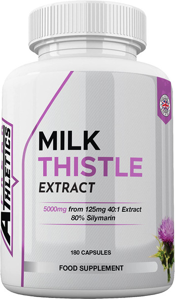 Milk Thistle 180 Capsules - 5000mg 80% Silymarin High Strength - 6 Months Supply One A Day Milk Thistle Supplements - Vegan Made in The UK