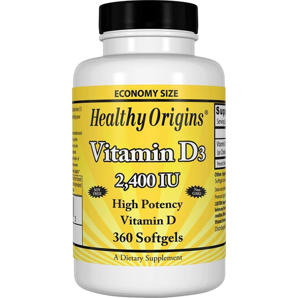 HEALTHY ORIGINS Vitamin D3 GELS,2400IU, 360 SGEL