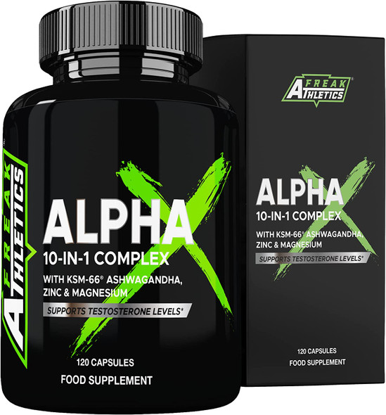 Alpha X Booster for Men - Supplements for Men 180 Capsules - 10 Powerful Active Ingredients & Vitamins Including KSM-66 Ashwagandha, Zinc, Maca Root Extract, Fenugreek - Made in The UK