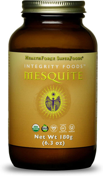 HealthForce SuperFoods Integrity Foods Mesquite - 180 Grams - Low Glycemic Natural Sweetener, High in Soluble Fiber - Organic, Vegan, Gluten Free - 19 Servings