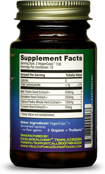 HealthForce SuperFoods Liver Rescue - 30 VeganCaps - All Natural Liver Regenerator Supplement with Milk Thistle & Dandelion Root - Gluten Free - 15 Servings