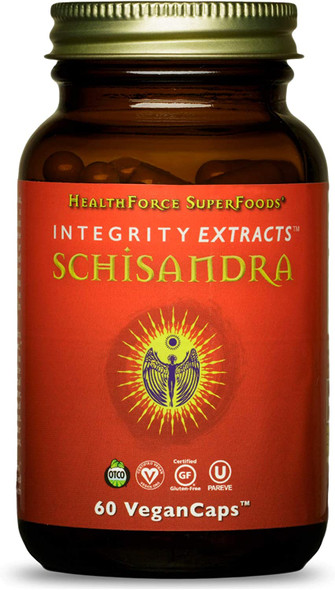 HealthForce Integrity Extracts Schisandra - 60 VeganCaps - Powerful Adaptogen - Vitality, Well-Being, Endurance, Mental Performance - Certified Organic, Vegan, Kosher, Gluten Free - 60 Servings