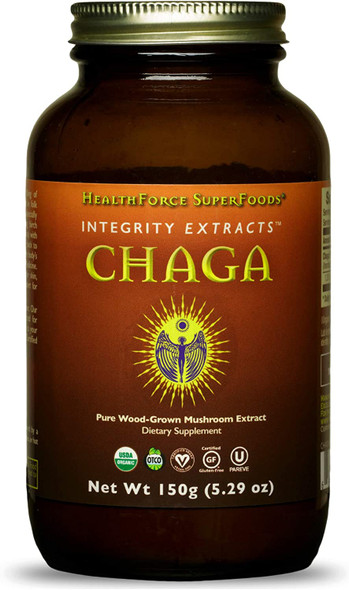 HealthForce SuperFoods Integrity Extracts Chaga - 150 Grams - Organic Mushroom Powder - Antioxidant Benefits for Skin, Hair & Nail Health - Boosts Immune System - Vegan, Gluten Free - 75 Servings