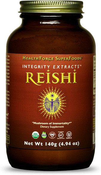 HealthForce SuperFoods Integrity Extracts Reishi - 140 Grams - Reishi Mushroom Powder - Stress Relief, Immune Support - Organic, Vegan, Non-GMO, Soy Free, Gluten Free, Sugar Free - 88 Servings