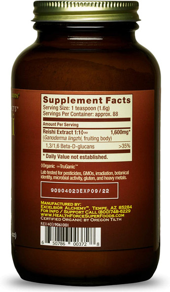 HealthForce SuperFoods Integrity Extracts Reishi - 140 Grams - Reishi Mushroom Powder - Stress Relief, Immune Support - Organic, Vegan, Non-GMO, Soy Free, Gluten Free, Sugar Free - 88 Servings