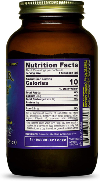 HealthForce SuperFoods Elixir of The Lake Powder - 150 Grams - Klamath Lake Blue Green Algae Supplement - Supports Endorphin Production & Mood - Organic, Vegan, Gluten Free - 75 Servings