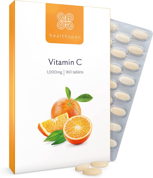 Healthspan Vitamin C 1,000mg (5 Months' Supply) | Support Your Immune Health | Reduces Tiredness & Fatigue and Supports Joint, Skin & Bone Health | Vegan