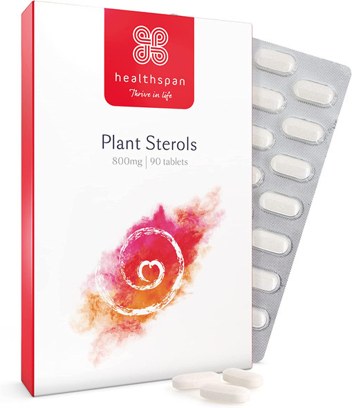 Healthspan Plant Sterols 800mg (90 Tablets) | Maintain & Lower Cholesterol Levels | Blocks Absorpton of Dietary Cholesterol | Reduce The Risk of Coronary Heart Disease | Low in Calories | Vegan