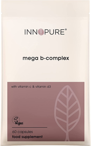 Innopure Mega B Complex - All 8 Essential B Vitamins With Added Vitamin D And Vitamin C - One-A-Day Easy To Swallow Capsule - Vegan Society Certified - Uk Made By Innopure