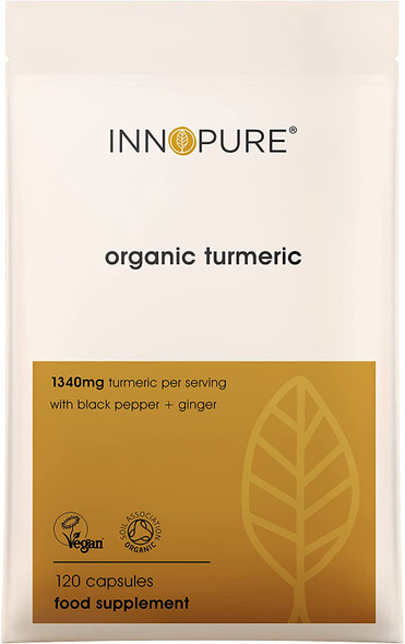 INNOPURE Organic Turmeric Curcumin 1340mg with Organic Black Pepper & Ginger - 120 Capsules - High Strength Turmeric Supplement - UK Made