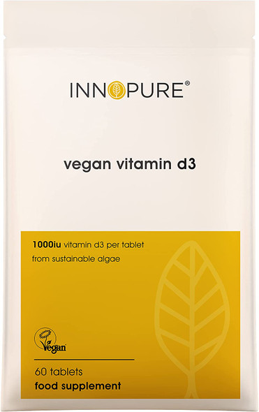 INNOPURE Vegan Vitamin D3 1000iu - D Vitamin Derived from Sustainable Plant Algae - Vegan Society Certified - UK Made