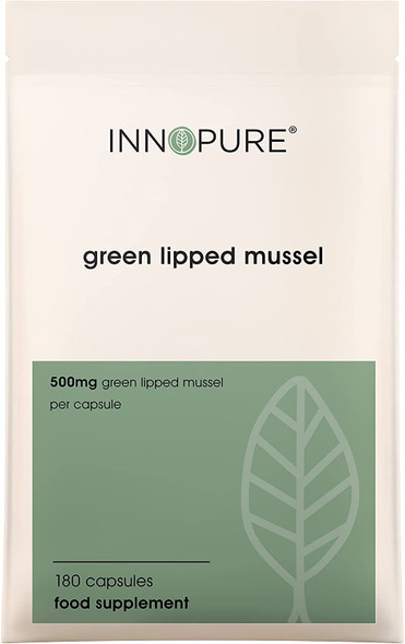 INNOPURE Green Lipped Mussel 500mg (180 Capsules) 100% Pure, No Fillers or Binders, High Grade, New Zealand Sourced - UK Made by Innopure