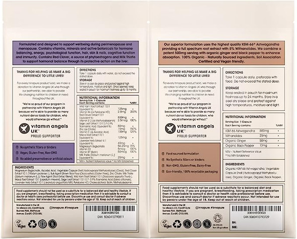 Innopure Menopause Supplements Pack - Ashwagandha + Menopure - Advanced Support For Women With Perimenopausal And Menopausal Symptoms - 2 Month Supply