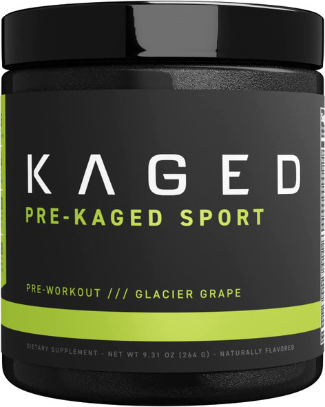 Pre Workout Powder; Kaged Muscle Pre-Kaged Sport Pre Workout for Men and Women, Increase Energy, Focus, Hydration, and Endurance, Organic Caffeine, Plant Based Citrulline, Glacier Grape