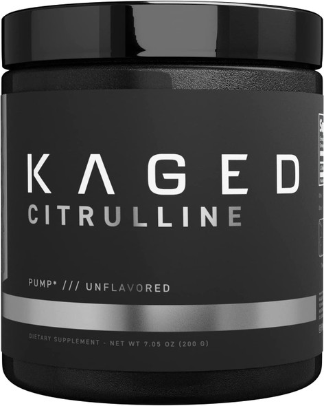 Kaged Muscle Premium L-Citrulline Powder, Enhance Muscle Pumps, Improve Muscle Vascularity, Nitric Oxide Booster, Citrulline, Unflavored, 100 Servings, white, 7.05 ounce (pack of 1) (KM-CITP-200)