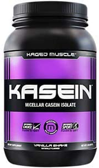 Kaged Muscle, Premium Kasein Protein Powder, Micellar Casein, Vanilla, Banned-Substance Free, Protein Supplement, Build Muscle, Boost Recovery, Casein, Vanilla, 25 Servings