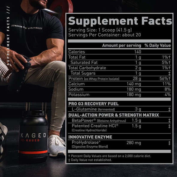 Post Workout Protein Powder, RE-KAGED Whey Protein Powder, Great Tasting Protein Shake with Whey Protein Isolate for Fast Post Workout Recovery with Complete BCAAs & EAAs, Strawberry Lemonade