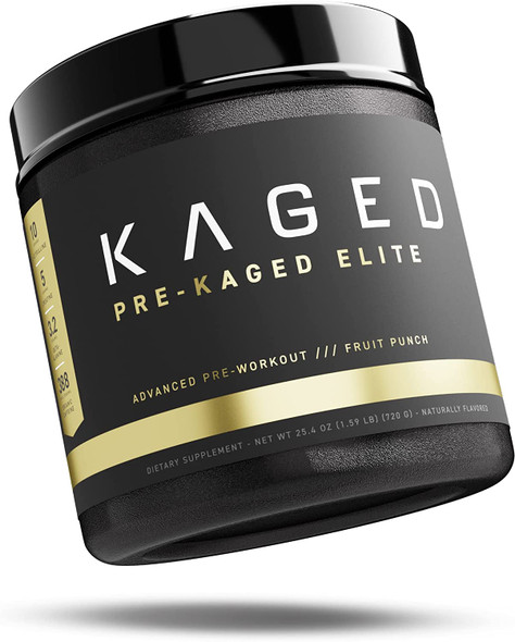 Pre Workout Powder; Pre-KAGED Elite Preworkout for Men & Women, High Stimulant for Workout Energy, Focus & Pumps; Premium L-Citrulline, Beta Alanine, Creatine, & 388mg of Caffeine, Fruit Punch
