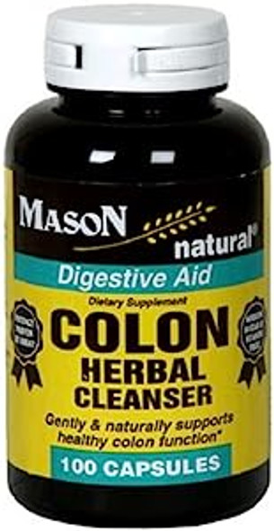 Mason Natural Herbal Colon Cleanser - Improved Digestive Health, Healthy Bowel Function & Detoxification, 100 Capsules