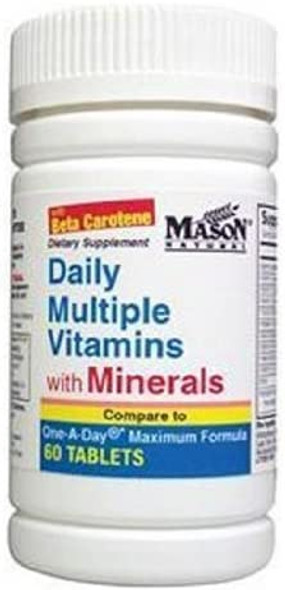 Mason Natural Daily Multiple Vitamins with Minerals - 24 Essential Vitamins and Minerals, All in One Multivitamin, Supports Overall Health, 60 Tablets