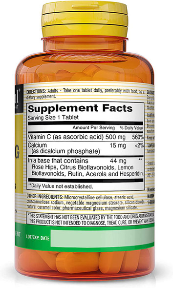Mason Natural Vitamin C 500 Mg With Rose Hips And Bioflavonoids - Supports A Healthy Immune System, Antioxidant And Essential Nutrient, 90 Tablets