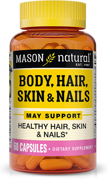 Mason Natural Body, Hair, Skin & Nails With Vitamins A, E, C And Biotin - Healthy Hair, Skin And Nails, Premium Beauty Supplement, 60 Capsules