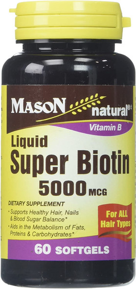 Mason Vitamins Biotin 5000 Mcg Softgels, 60 Count