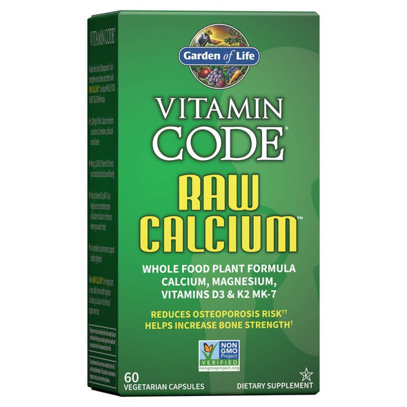 Garden of Life Raw Calcium Supplement - Vitamin Code Whole Food Calcium Vitamin for Bone Health, Vegetarian, 60 Capsules