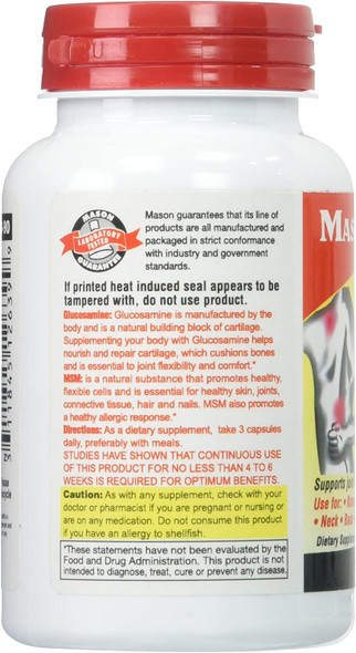 Mason Natural Glucosamine Complex Plus Msm With Vitamin C - Supports Joint Health, Improved Flexibility And Mobility, 90 Capsules