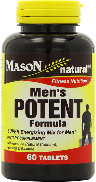 Mason Natural Men'S Potent Formula - Supports Energy And Performance, Improved, Endurance, Stamina And Vitality, Herbal Complex Supplement, 60 Tablets
