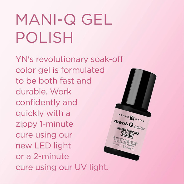 Young Nails Mani-Q Gel Polish, Color Gel Nail Polish For Natural Or Artificial Nails, Cure With LED Or UV Light, Soak Off Gel Polish 0.34 fl oz.
